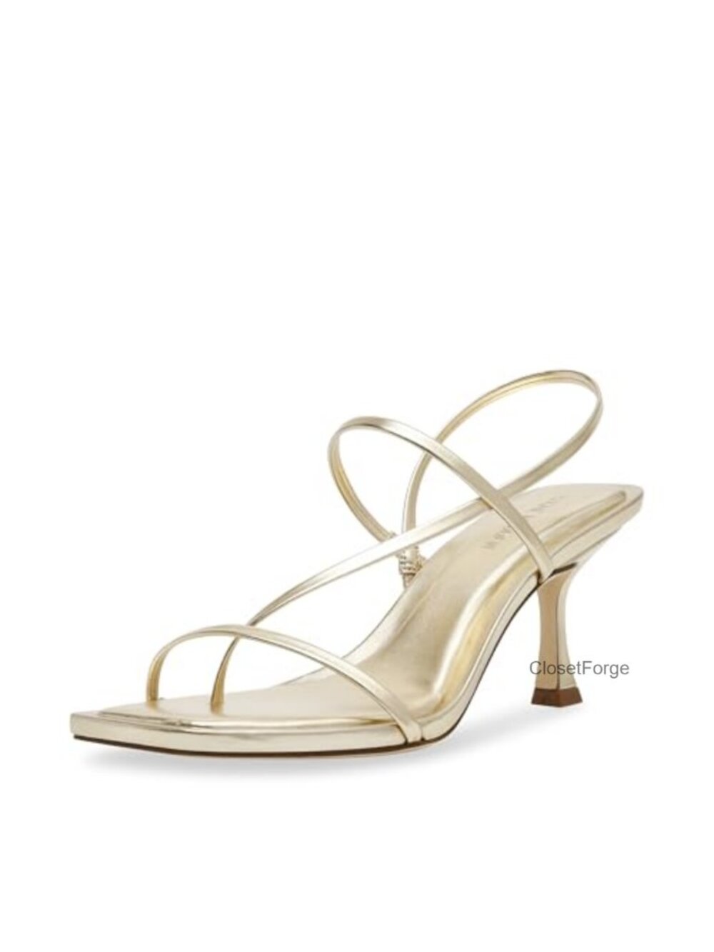 Heeled Sandals with Square Toe and Backstrap Closure